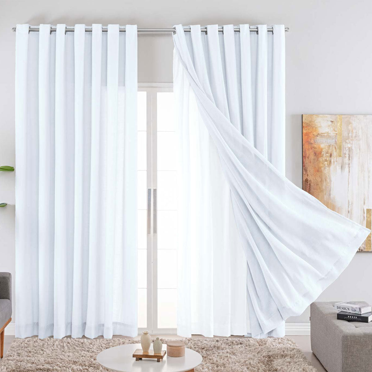 Cortina Gaze de Linho com Forro Microfibra Para Janela Quarto e Sala