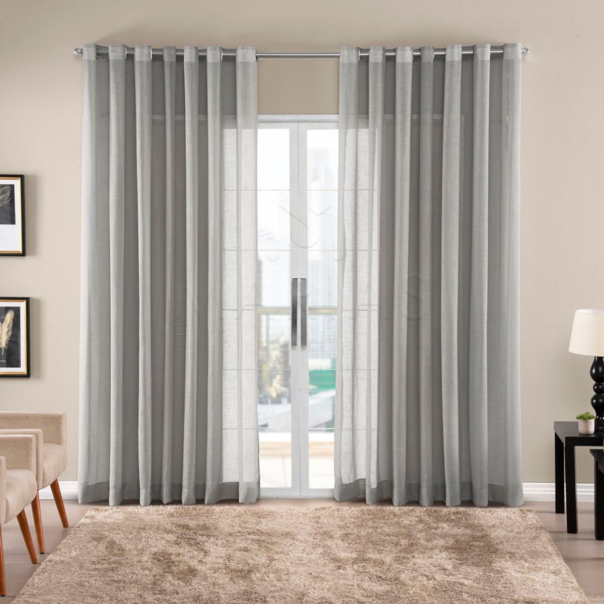 Cortina Gaze de Linho Sem Forro Para Janela Quarto e Sala