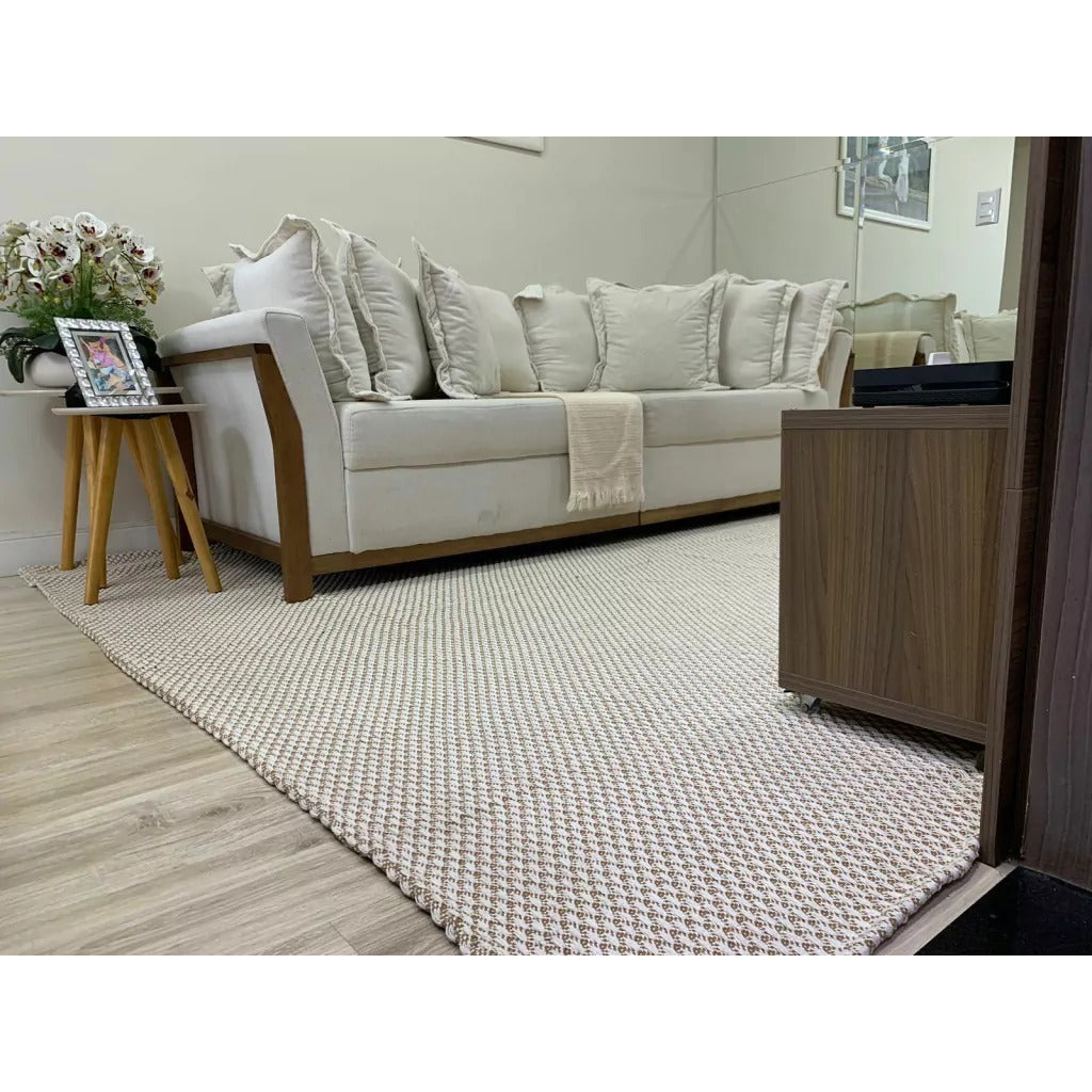 Tapete De Sala Grande 100% Algodão Confortável e Prático! Lavável à Máquina