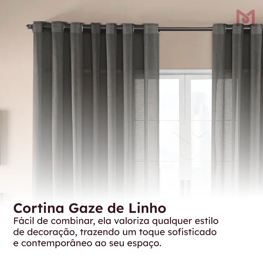 Cortina Gaze de Linho Sem Forro Para Janela Quarto e Sala