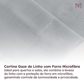 Cortina Gaze de Linho com Forro Microfibra Para Janela Quarto e Sala