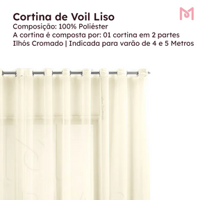 Cortina de Voil Liso para janela quarto e sala